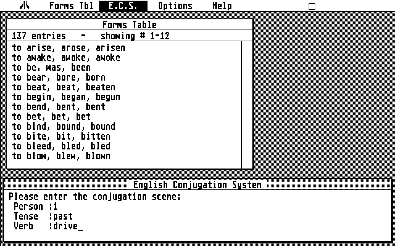 English Conjugation System atari screenshot